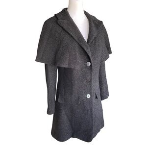 Leon Max Limited Edition Black Sparkle Coat with Cape Overlay Women’s Size Small